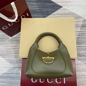 Gucci 837467 Gucci Softbit Medium Top Handle Bag Dark Green - Default Title - View 1