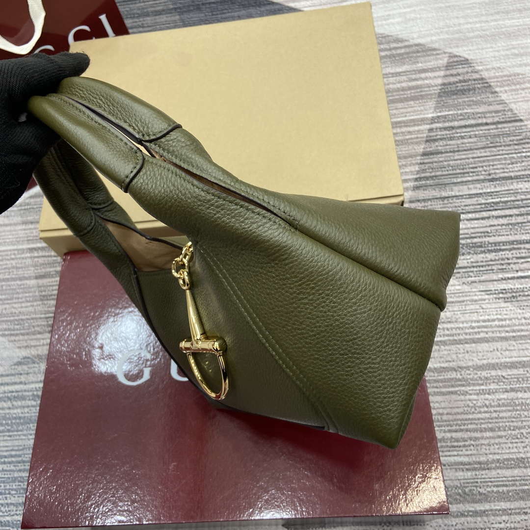 Gucci 837467 Gucci Softbit Medium Top Handle Bag Dark Green - Default Title - View 10