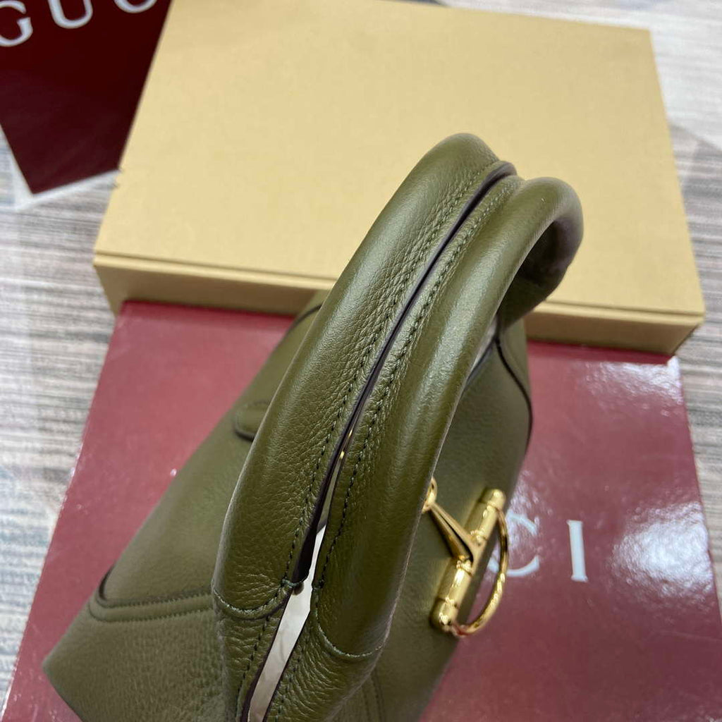 Gucci 837467 Gucci Softbit Medium Top Handle Bag Dark Green