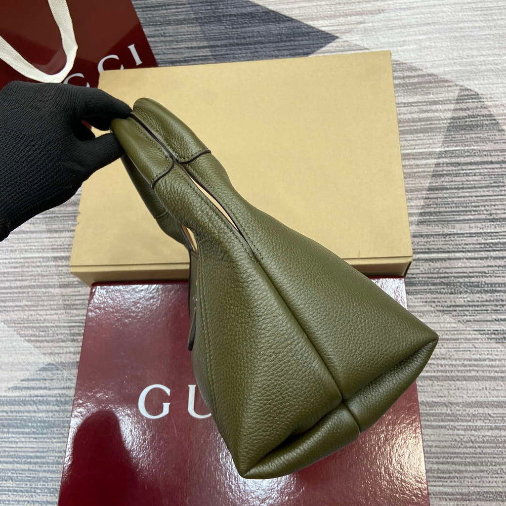 Gucci 837467 Gucci Softbit Medium Top Handle Bag Dark Green