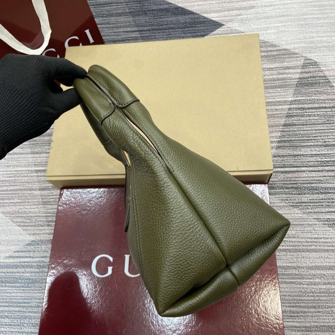 Gucci 837467 Gucci Softbit Medium Top Handle Bag Dark Green - Default Title - View 3