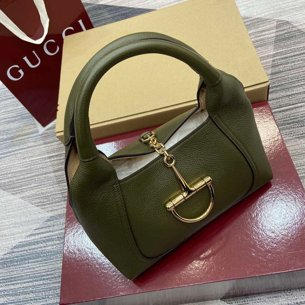 Gucci 837467 Gucci Softbit Medium Top Handle Bag Dark Green
