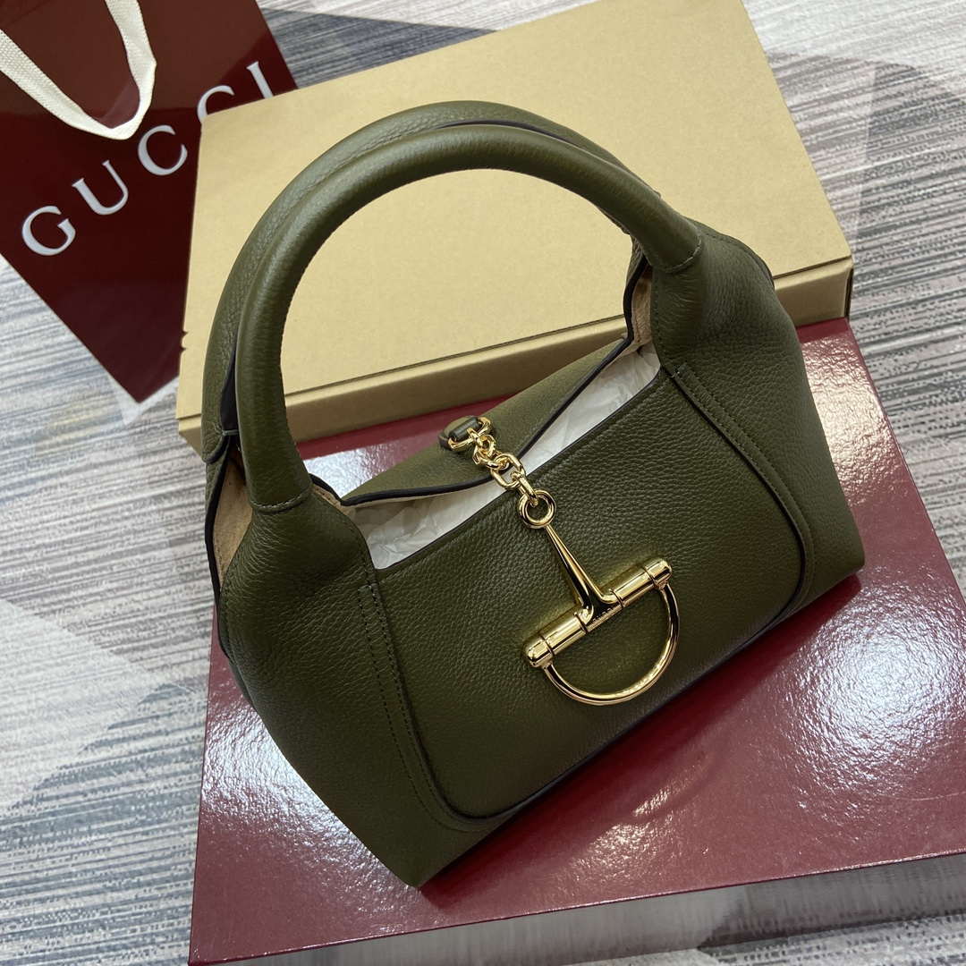 Gucci 837467 Gucci Softbit Medium Top Handle Bag Dark Green