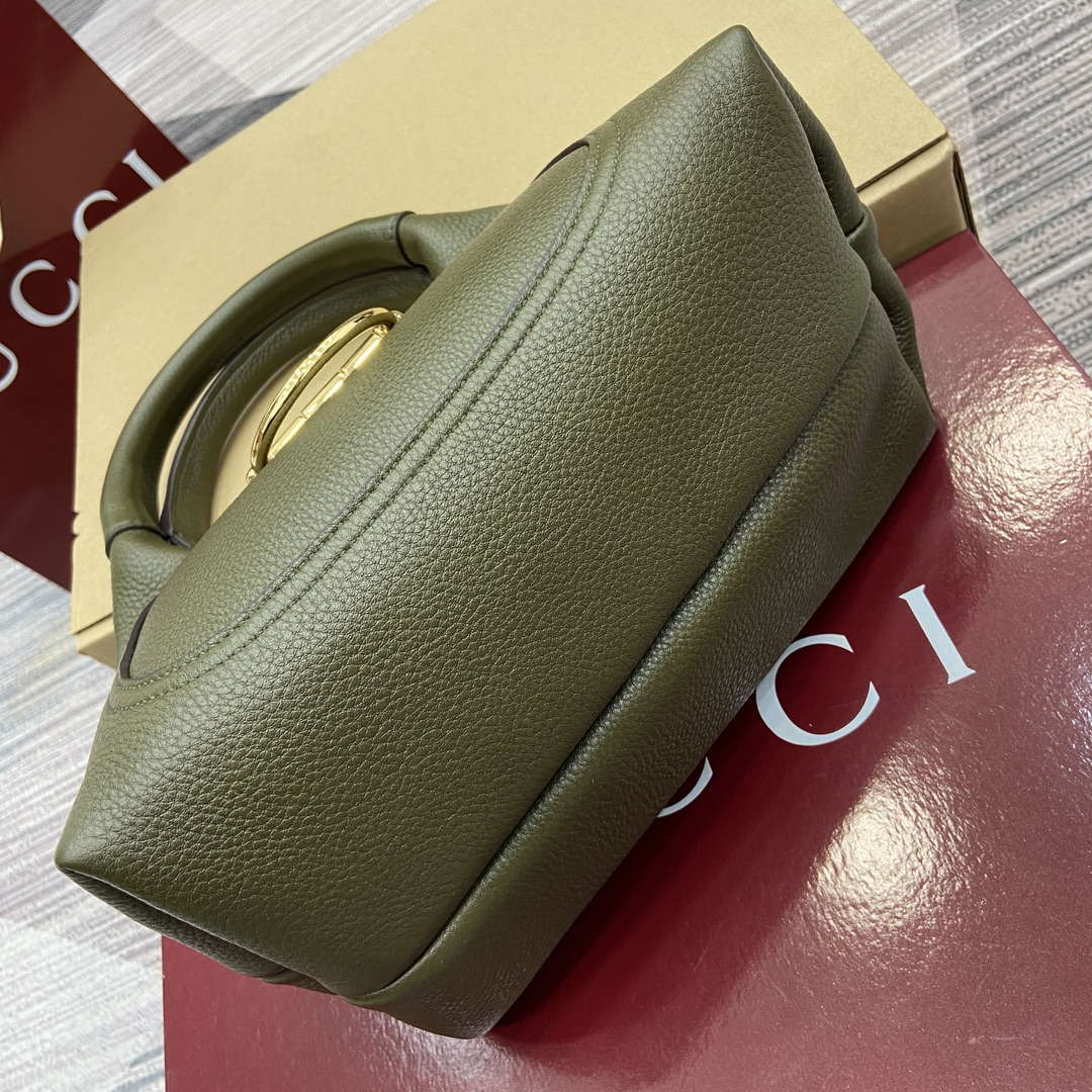 Gucci 837467 Gucci Softbit Medium Top Handle Bag Dark Green - Default Title - View 6
