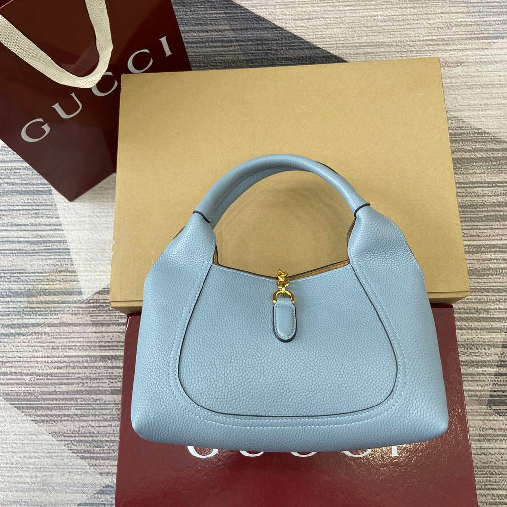 Gucci 837467 Gucci Softbit Medium Top Handle Bag Gray blue
