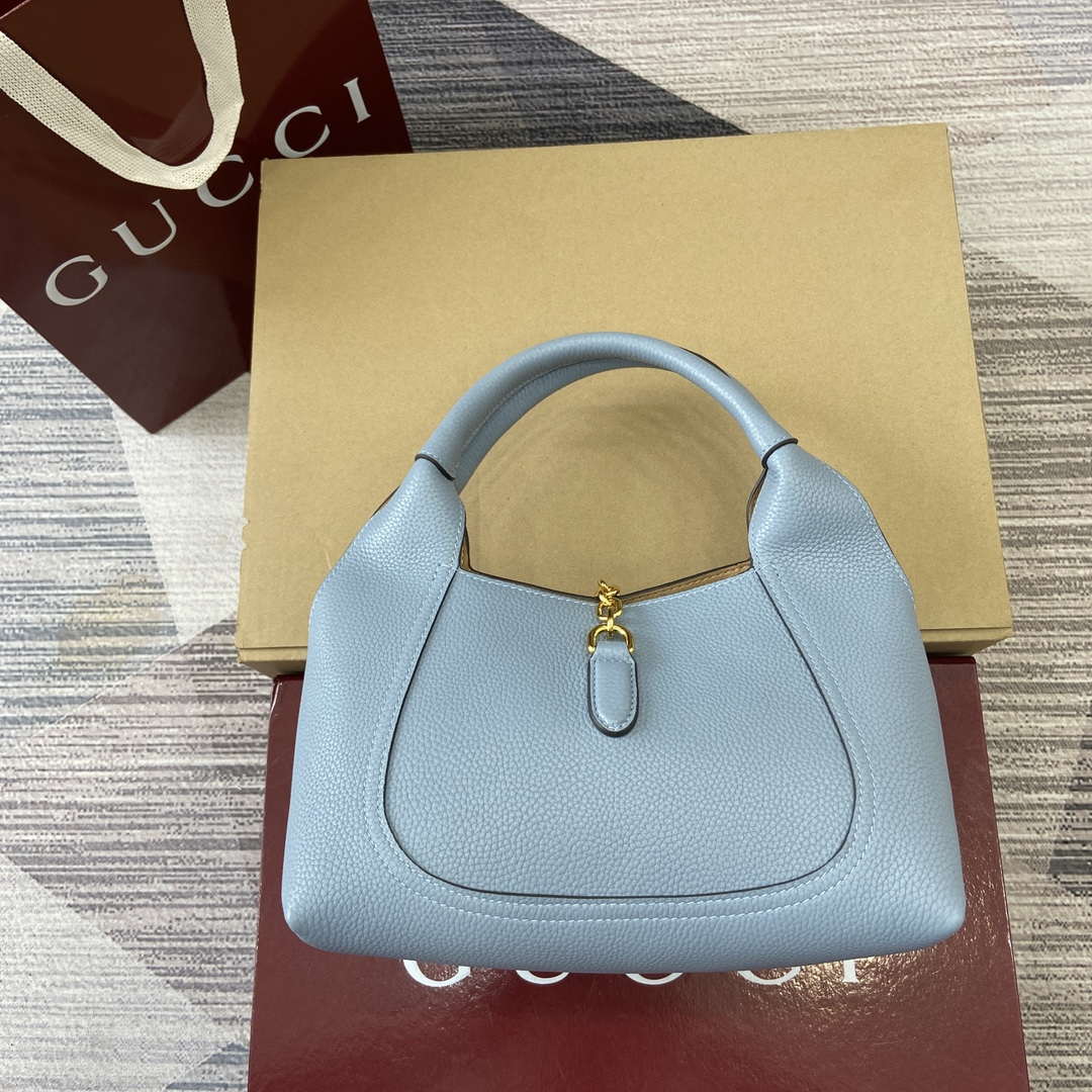 Gucci 837467 Gucci Softbit Medium Top Handle Bag Gray blue