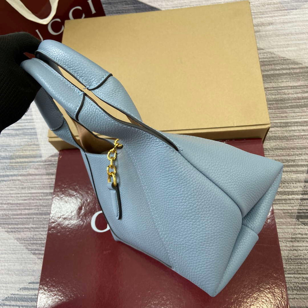Gucci 837467 Gucci Softbit Medium Top Handle Bag Gray blue