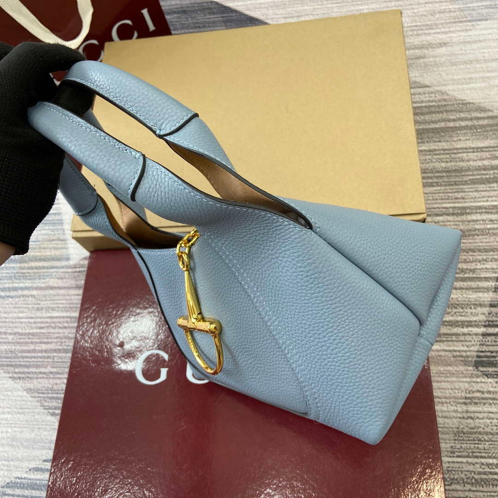 Gucci 837467 Gucci Softbit Medium Top Handle Bag Gray blue