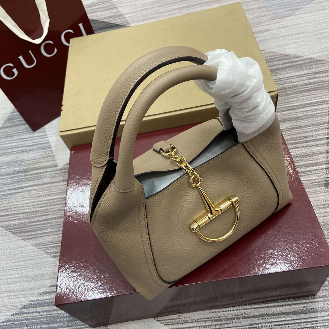 Gucci 837467 Gucci Softbit Medium Top Handle Bag Taupe grainy