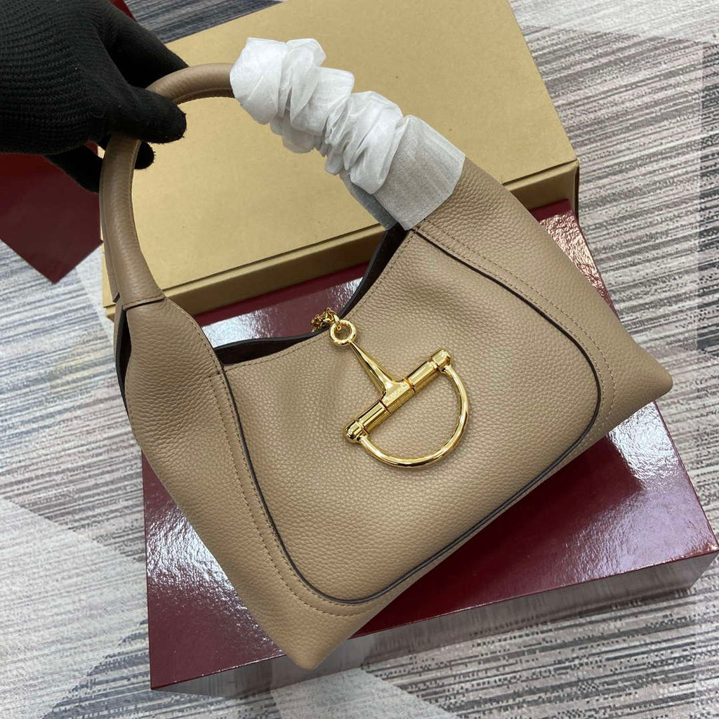 Gucci 837467 Gucci Softbit Medium Top Handle Bag Taupe grainy