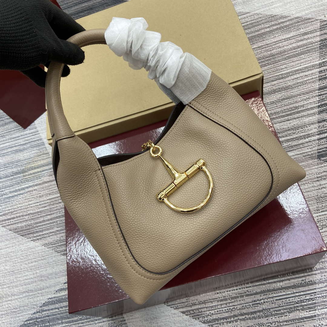 Gucci 837467 Gucci Softbit Medium Top Handle Bag Taupe grainy