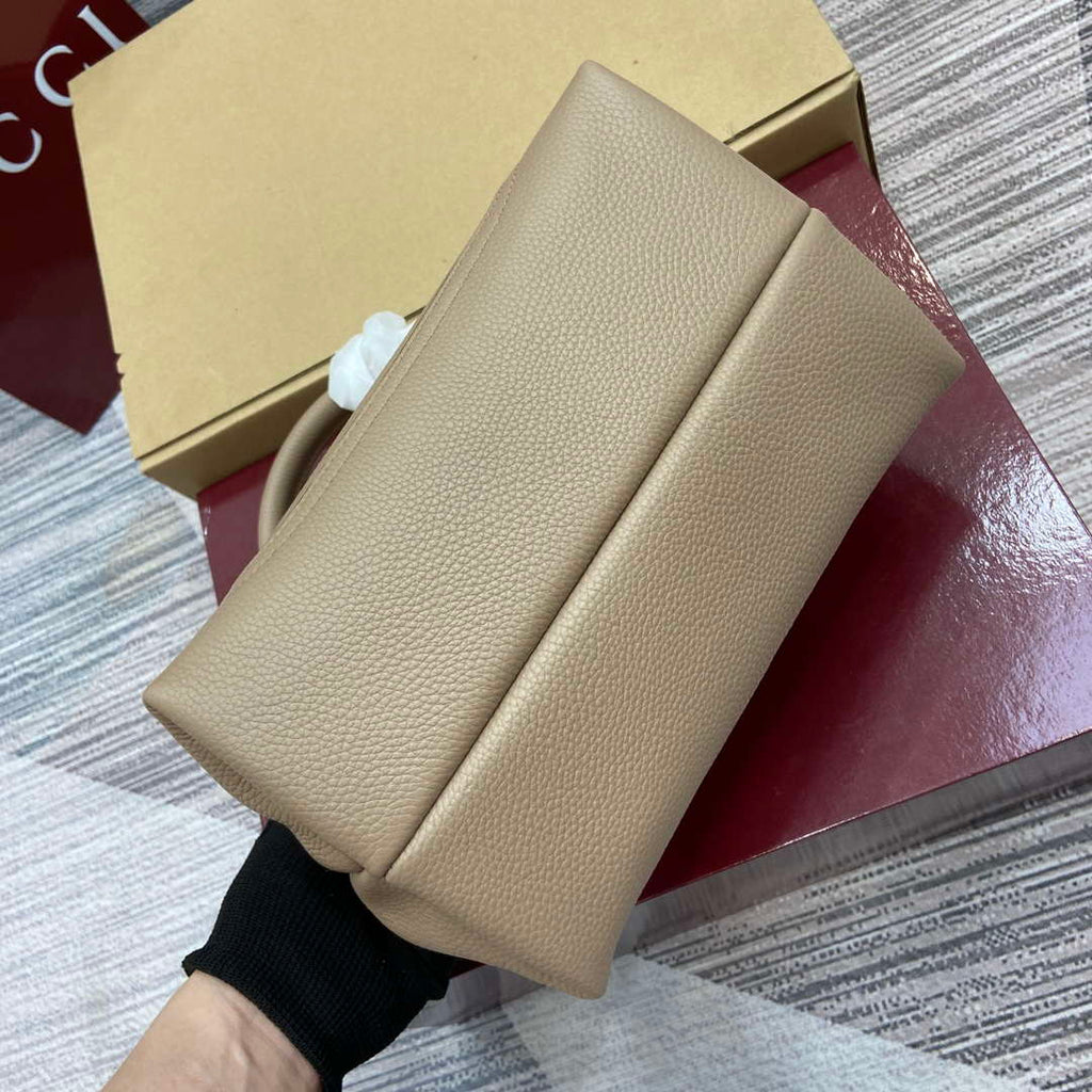 Gucci 837467 Gucci Softbit Medium Top Handle Bag Taupe grainy