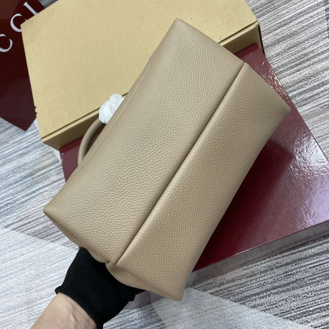 Gucci 837467 Gucci Softbit Medium Top Handle Bag Taupe grainy