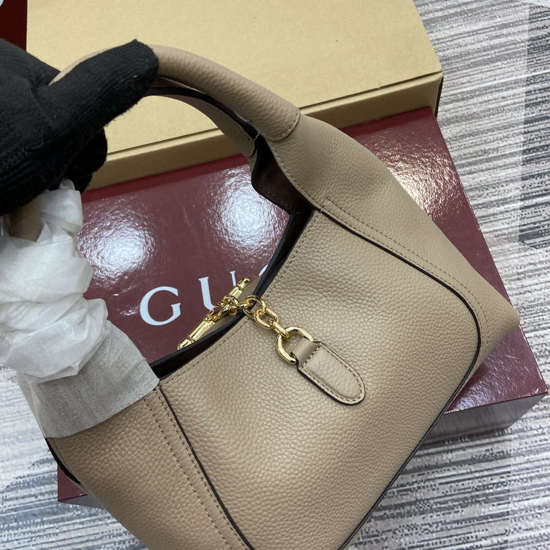 Gucci 837467 Gucci Softbit Medium Top Handle Bag Taupe grainy - Default Title - View 8
