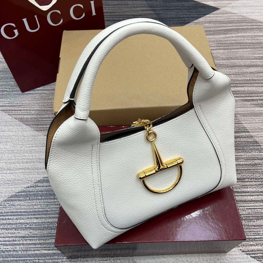 Gucci 837467 Gucci Softbit Medium Top Handle Bag White