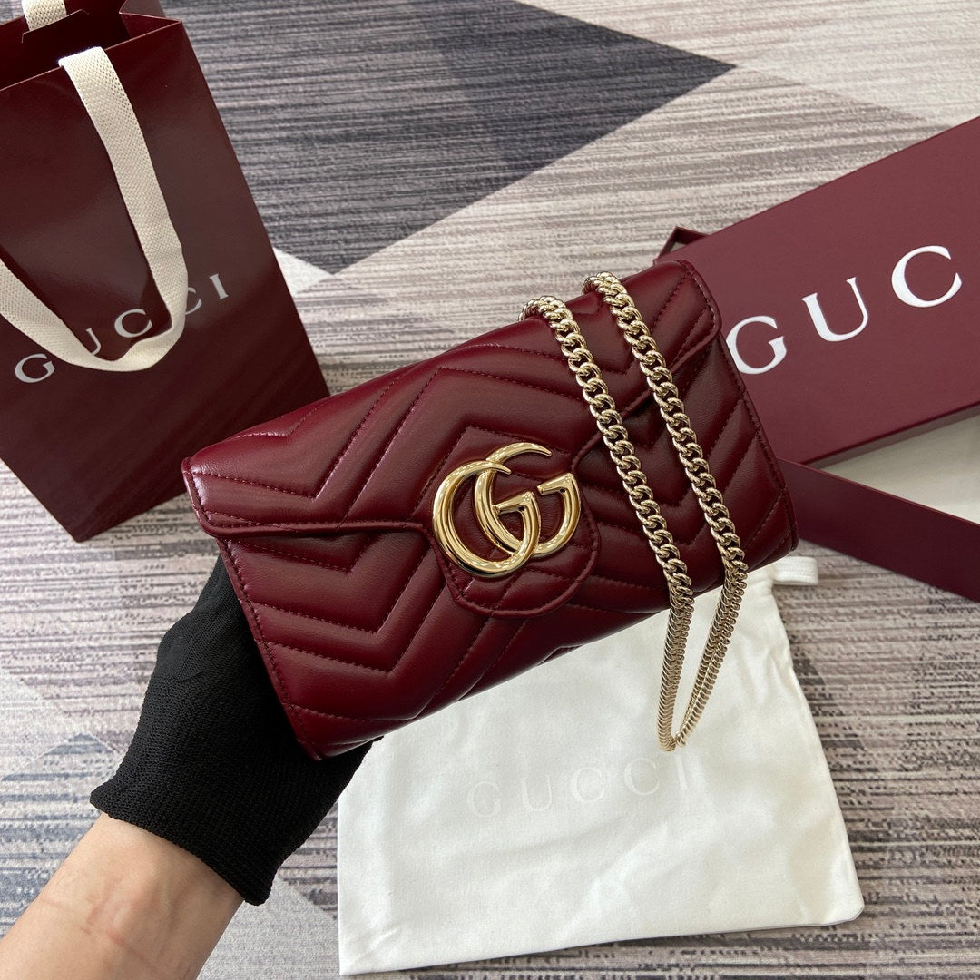 Gucci 837745 GG Marmont Wallet On Chain Anchor Red