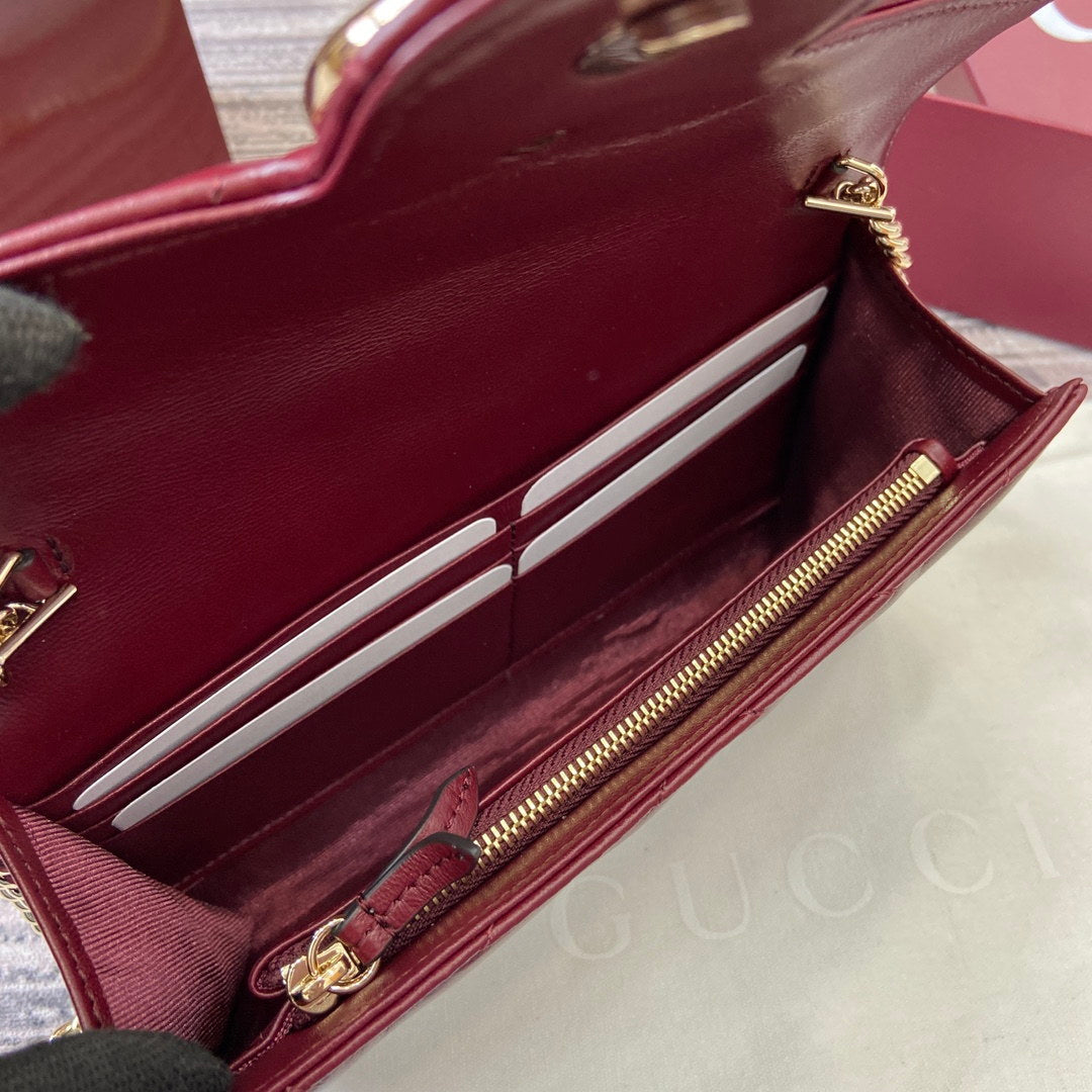 Gucci 837745 GG Marmont Wallet On Chain Anchor Red