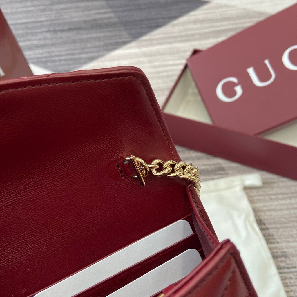 Gucci 837745 GG Marmont Wallet On Chain Anchor Red