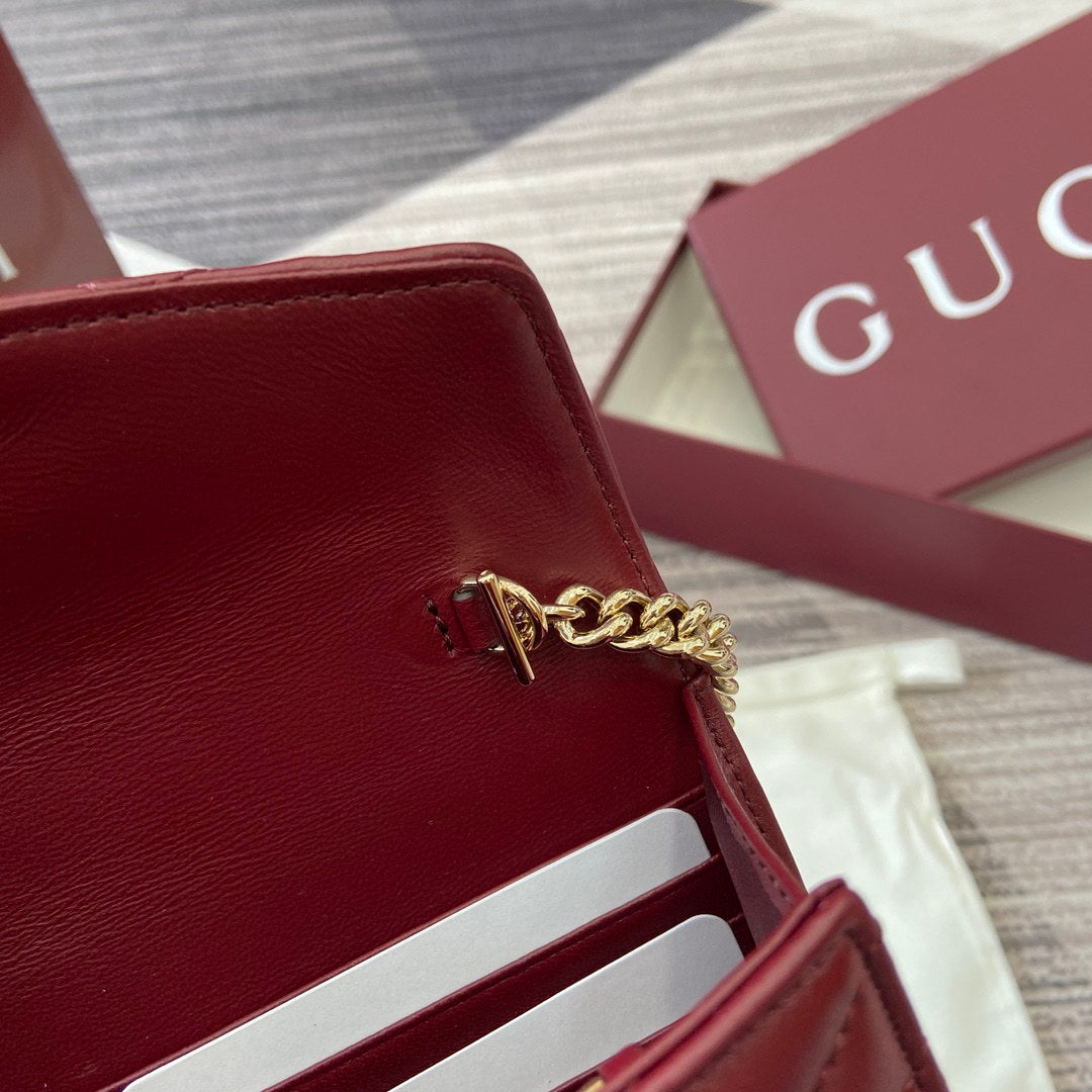 Gucci 837745 GG Marmont Wallet On Chain Anchor Red