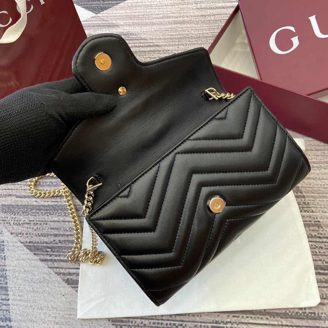 Gucci 837745 GG Marmont Wallet On Chain Black