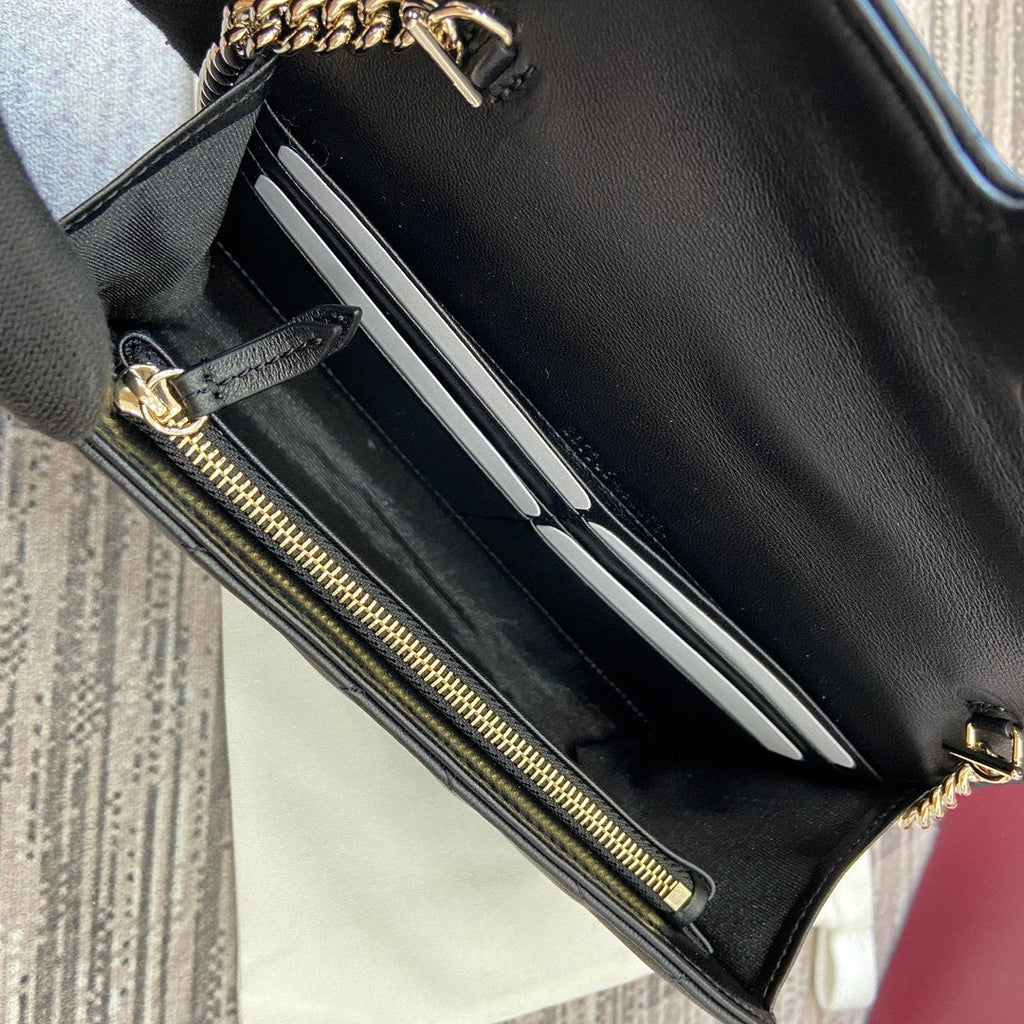 Gucci 837745 GG Marmont Wallet On Chain Black