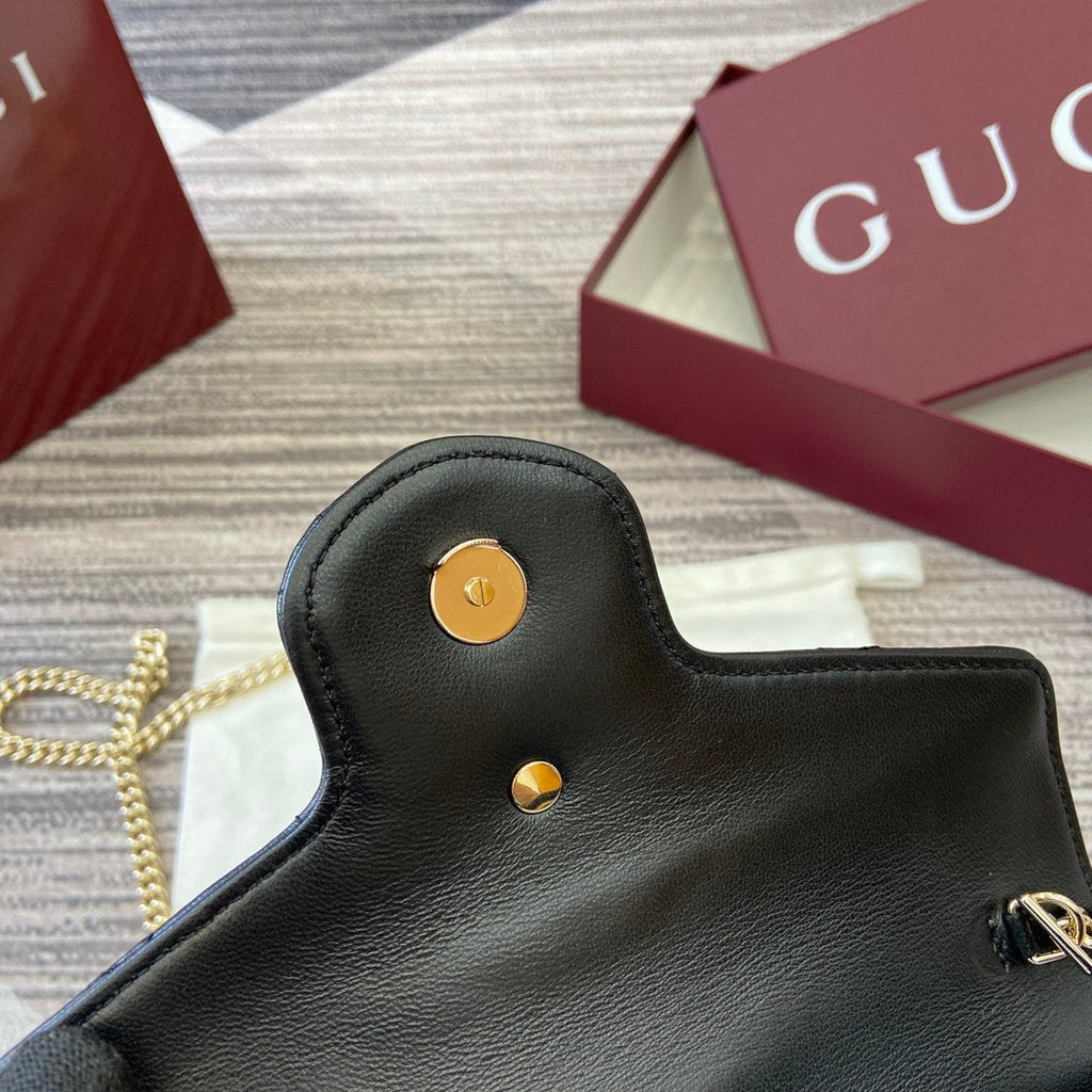 Gucci 837745 GG Marmont Wallet On Chain Black