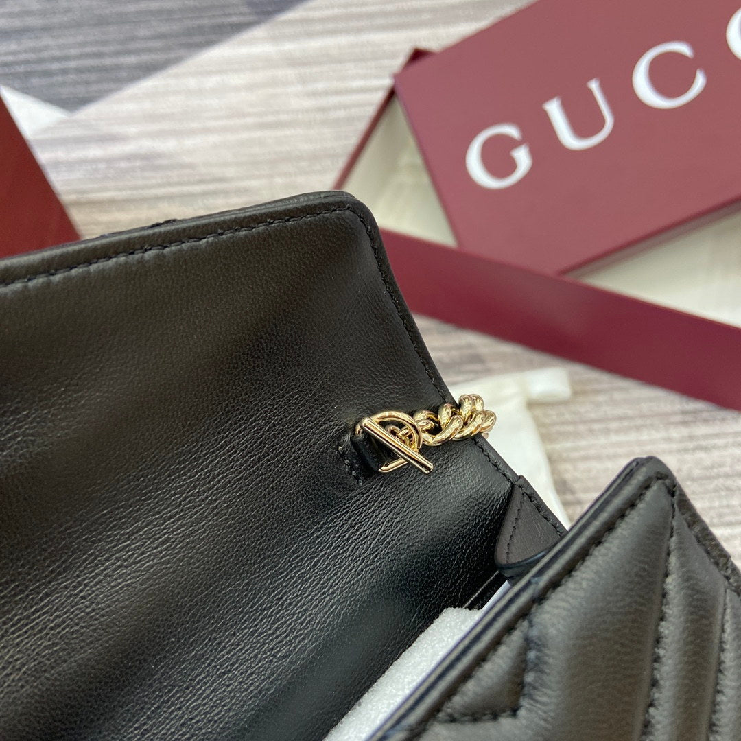 Gucci 837745 GG Marmont Wallet On Chain Black