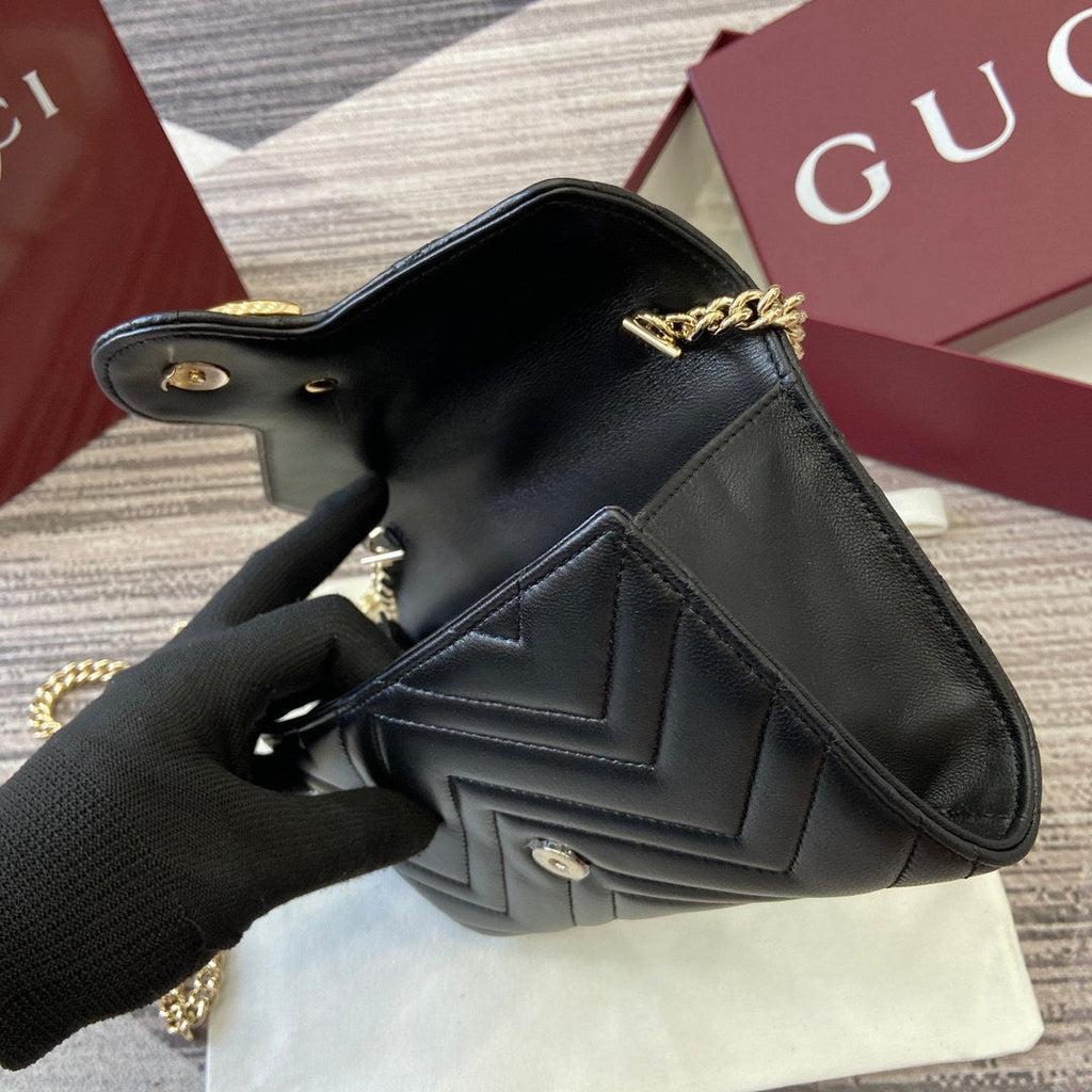 Gucci 837745 GG Marmont Wallet On Chain Black