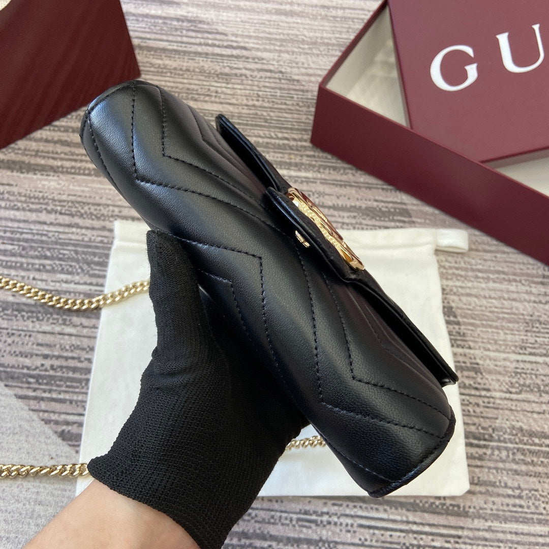 Gucci 837745 GG Marmont Wallet On Chain Black