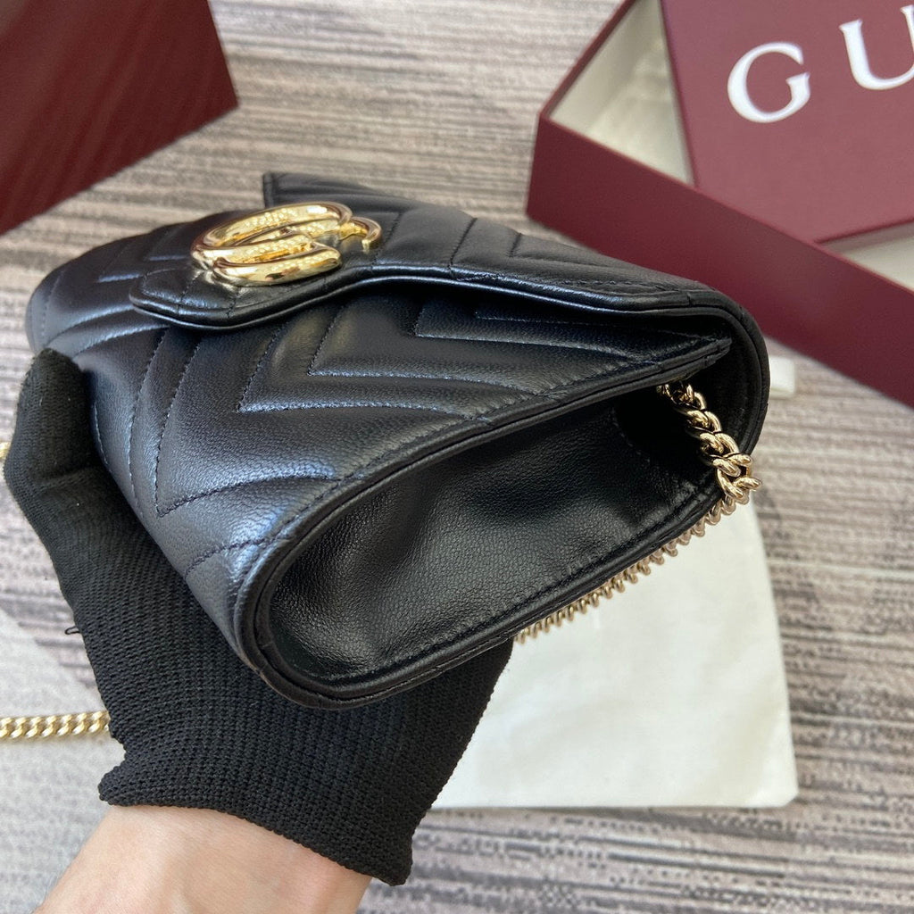 Gucci 837745 GG Marmont Wallet On Chain Black