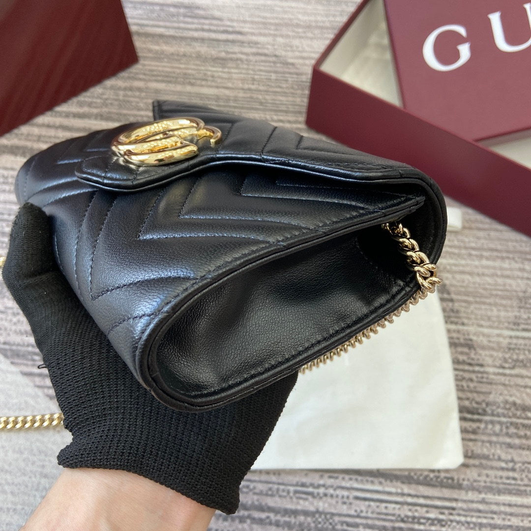 Gucci 837745 GG Marmont Wallet On Chain Black