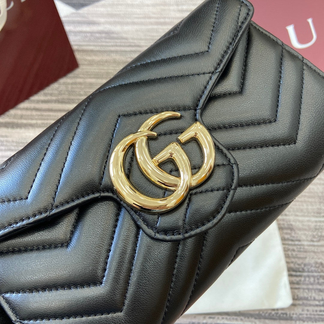 Gucci 837745 GG Marmont Wallet On Chain Black