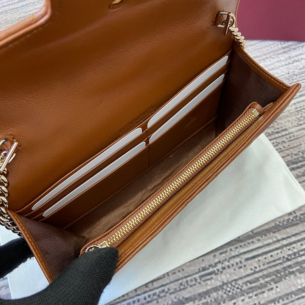 Gucci 837745 GG Marmont Wallet On Chain Brown