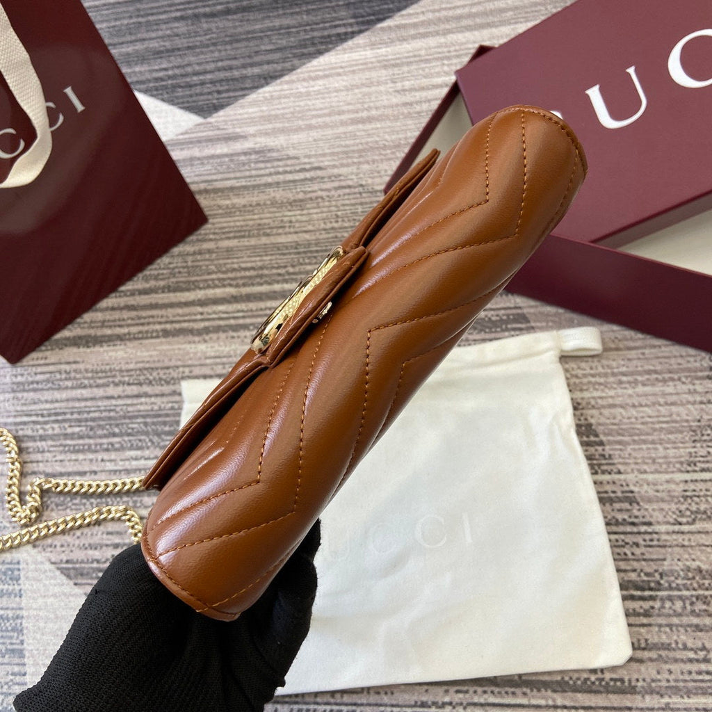 Gucci 837745 GG Marmont Wallet On Chain Brown