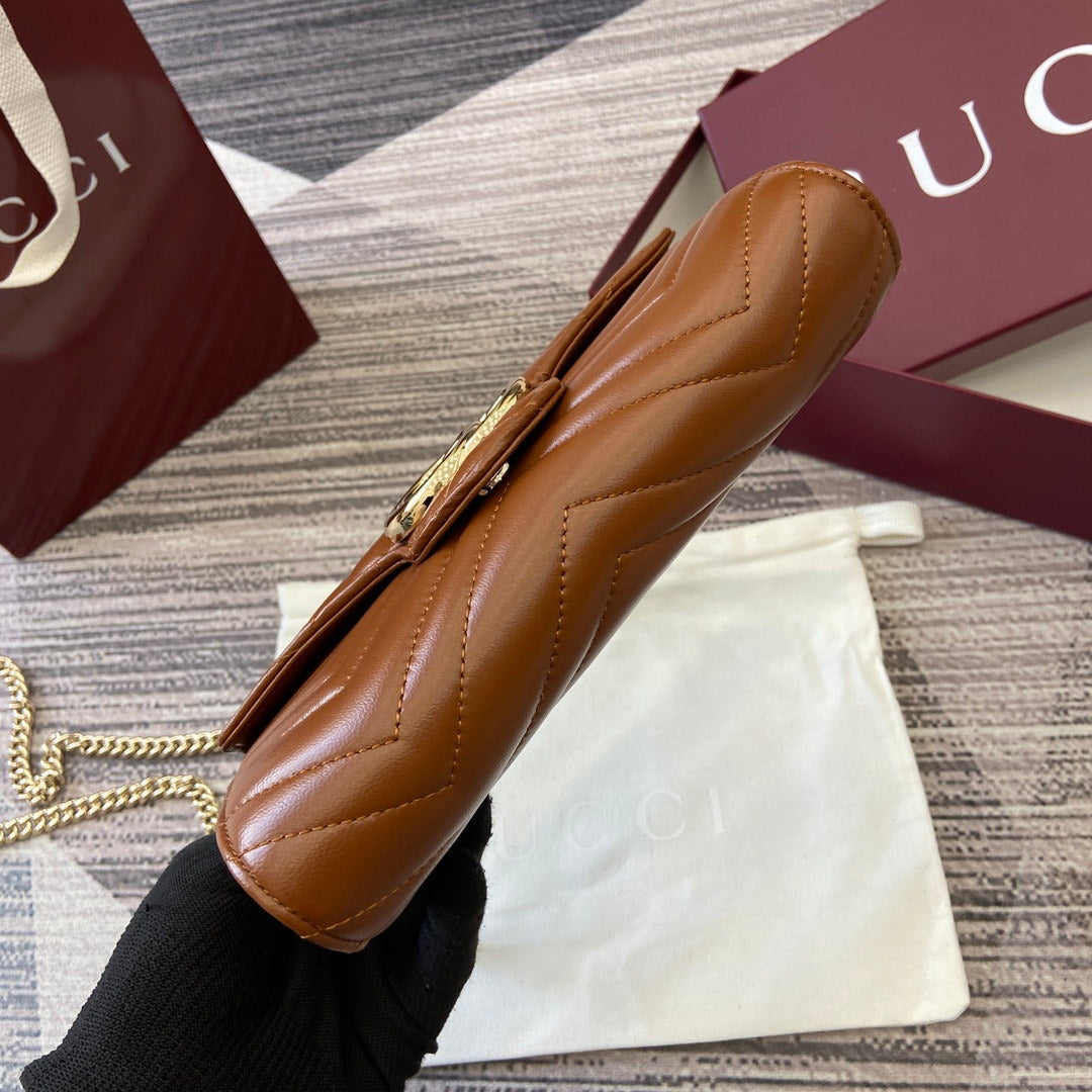 Gucci 837745 GG Marmont Wallet On Chain Brown