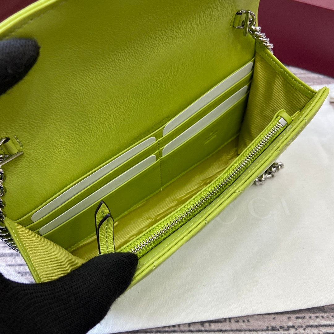 Gucci 837745 GG Marmont Wallet On Chain Green