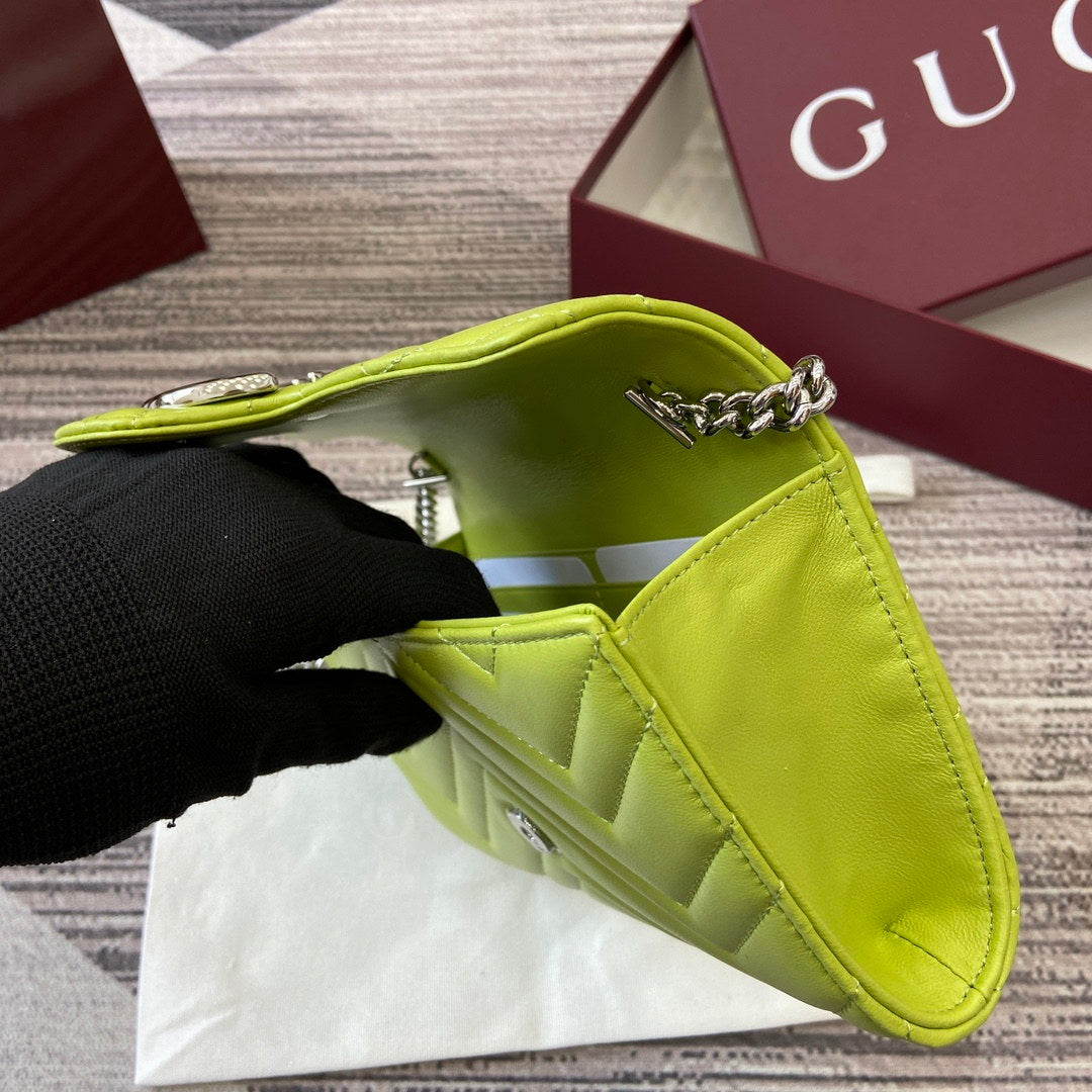 Gucci 837745 GG Marmont Wallet On Chain Green