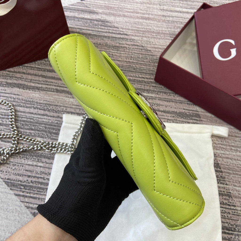 Gucci 837745 GG Marmont Wallet On Chain Green