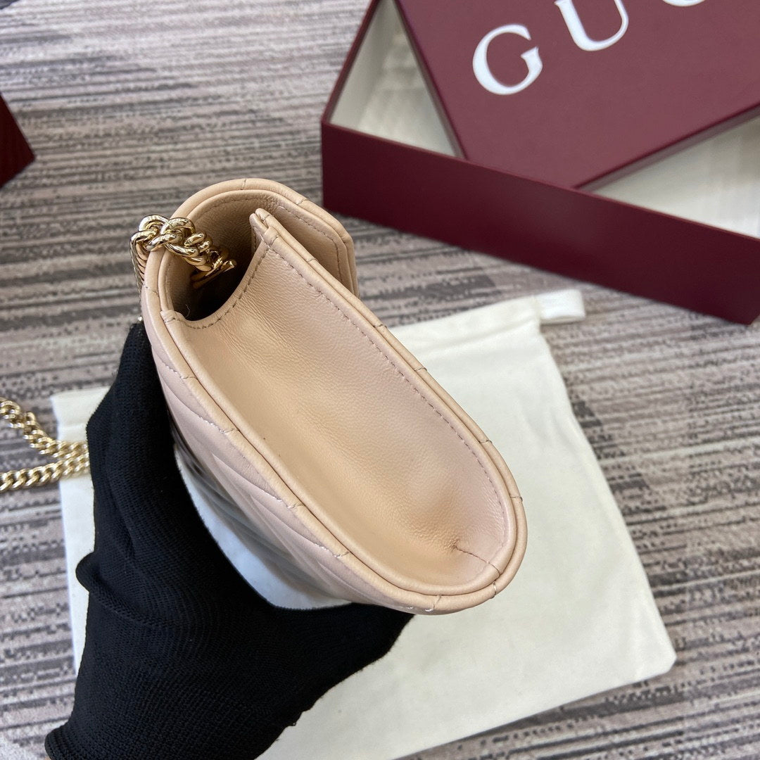 Gucci 837745 GG Marmont Wallet On Chain Light Pink