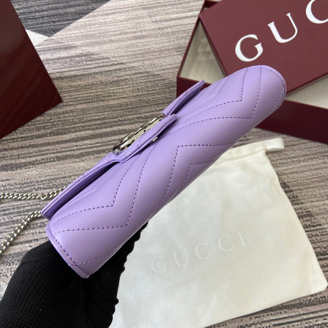 Gucci 837745 GG Marmont Wallet On Chain Light Purple