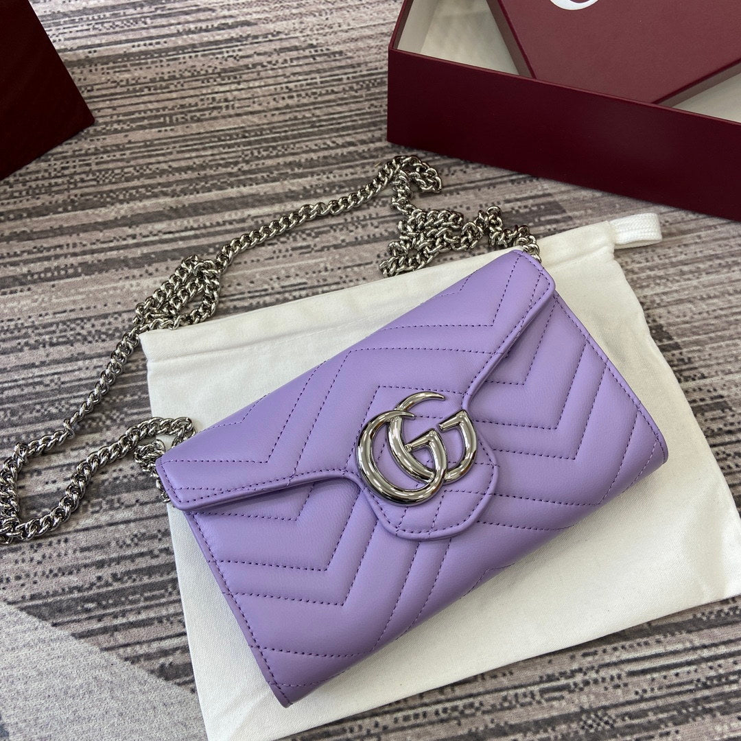 Gucci 837745 GG Marmont Wallet On Chain Light Purple