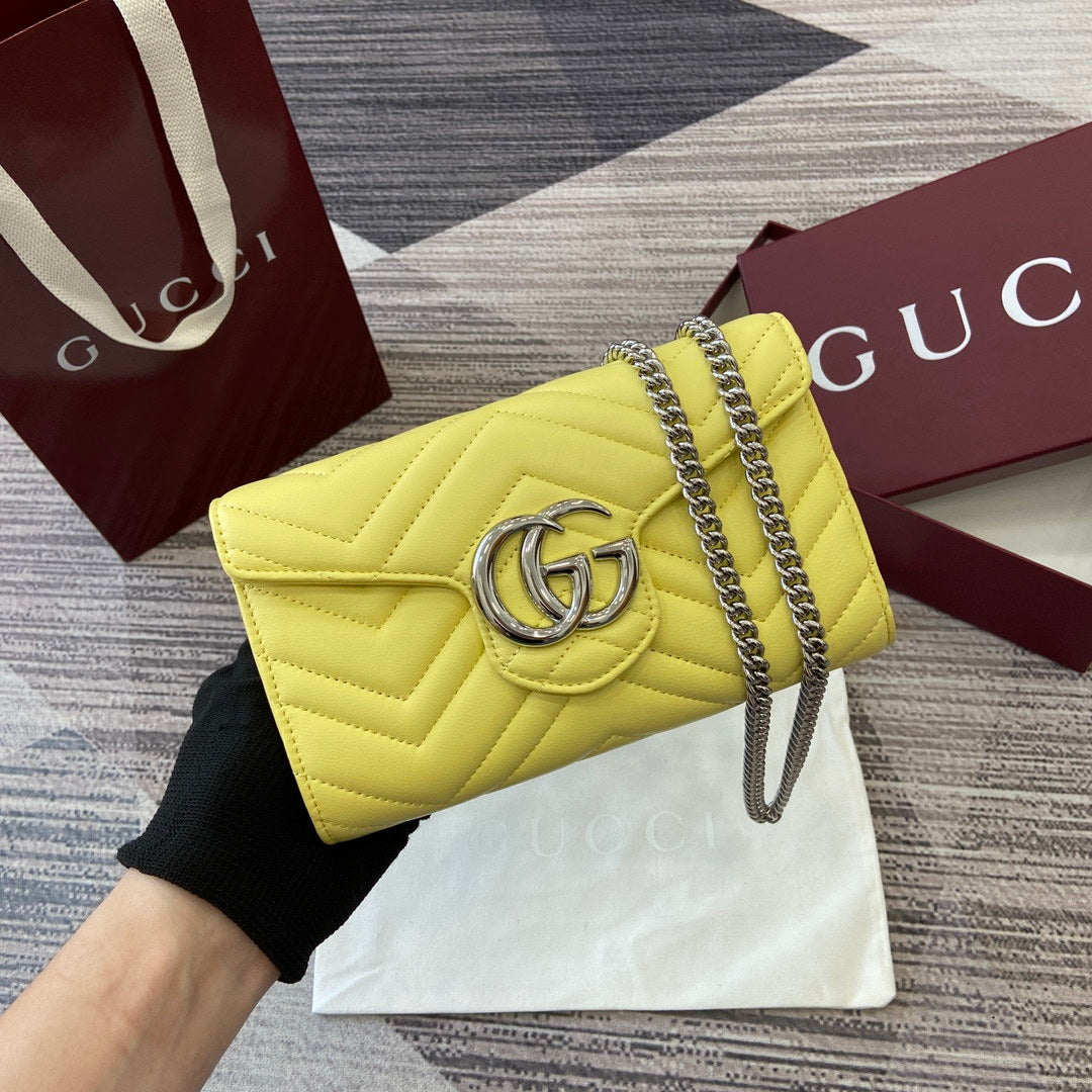 Gucci 837745 GG Marmont Wallet On Chain Light Yellow