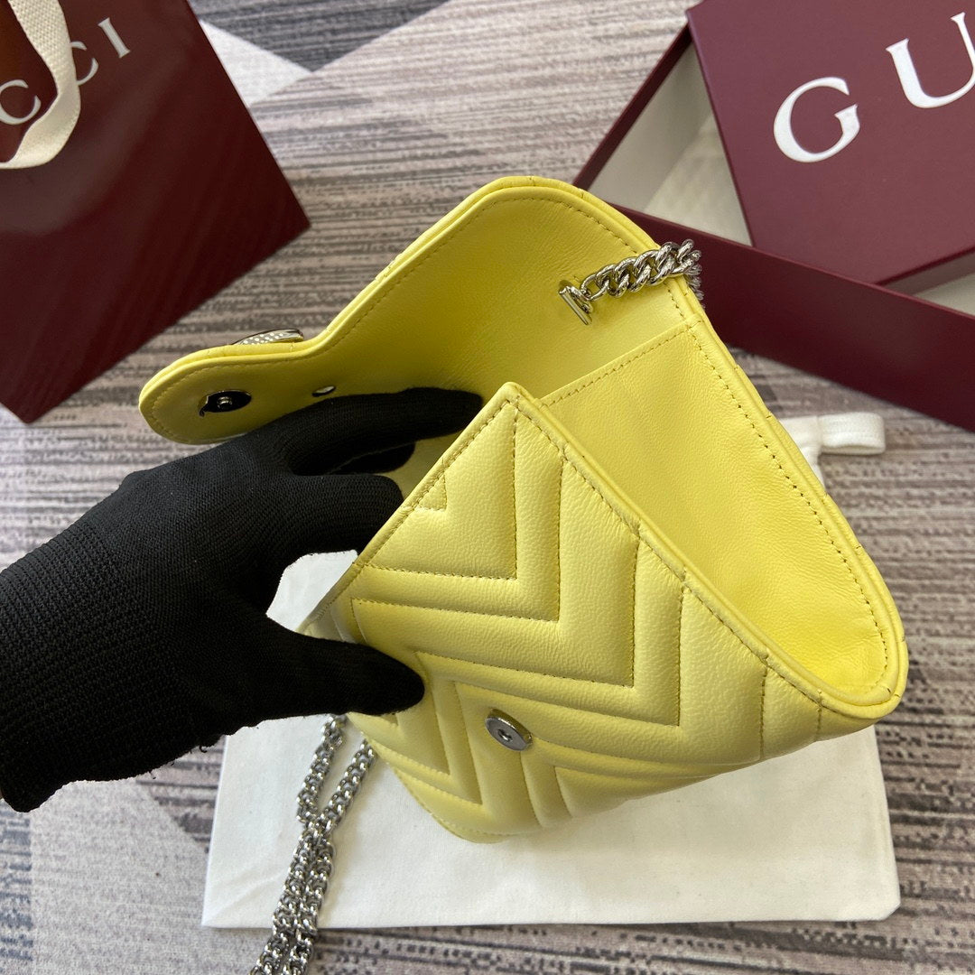 Gucci 837745 GG Marmont Wallet On Chain Light Yellow