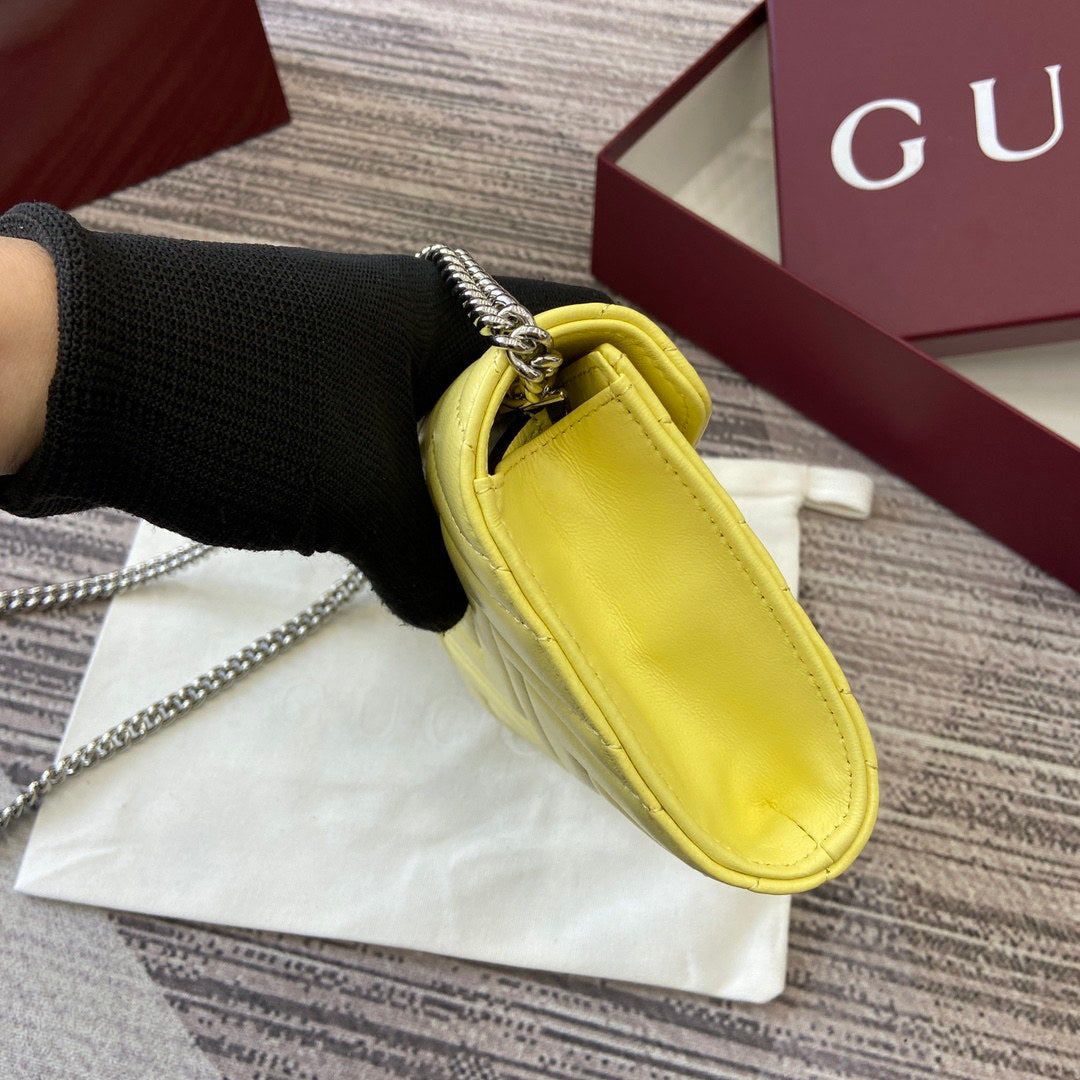 Gucci 837745 GG Marmont Wallet On Chain Light Yellow