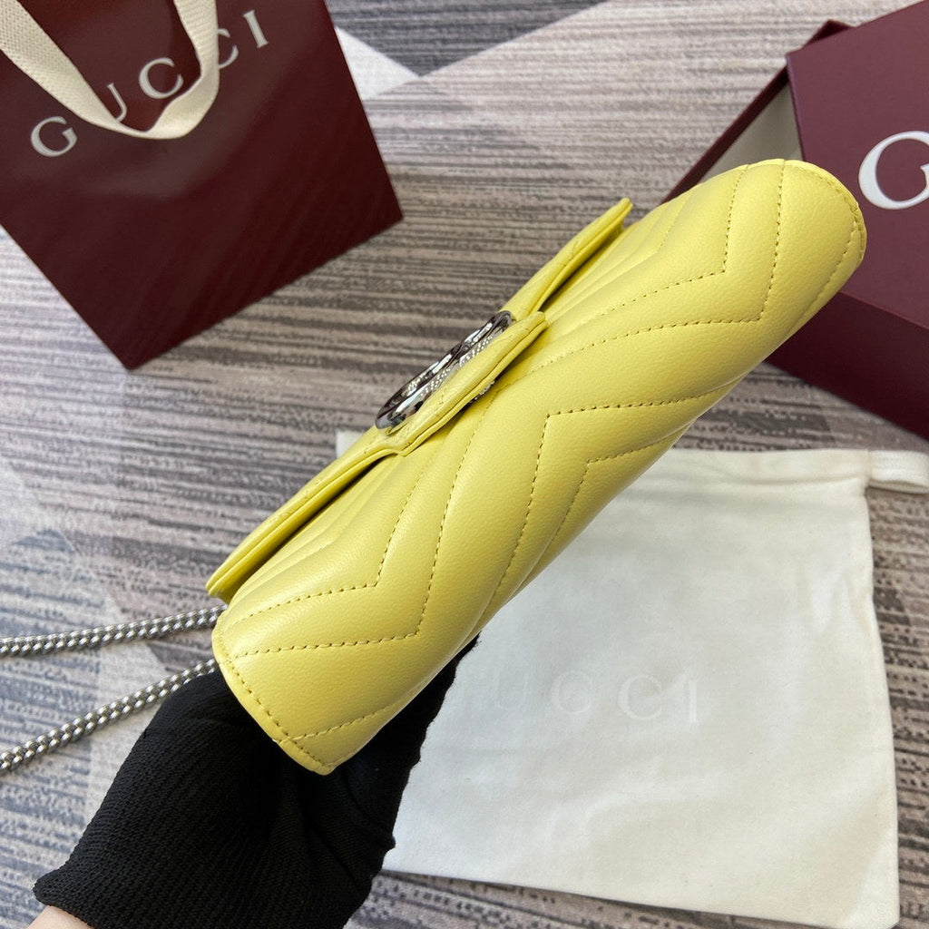 Gucci 837745 GG Marmont Wallet On Chain Light Yellow