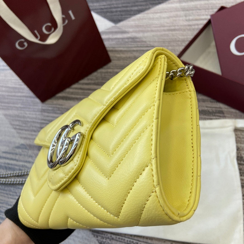 Gucci 837745 GG Marmont Wallet On Chain Light Yellow