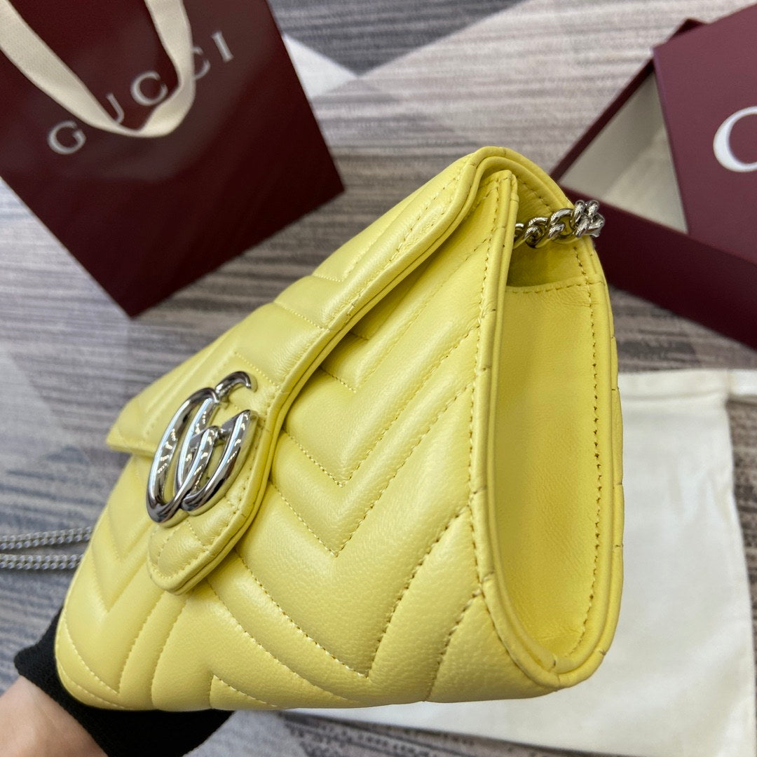 Gucci 837745 GG Marmont Wallet On Chain Light Yellow