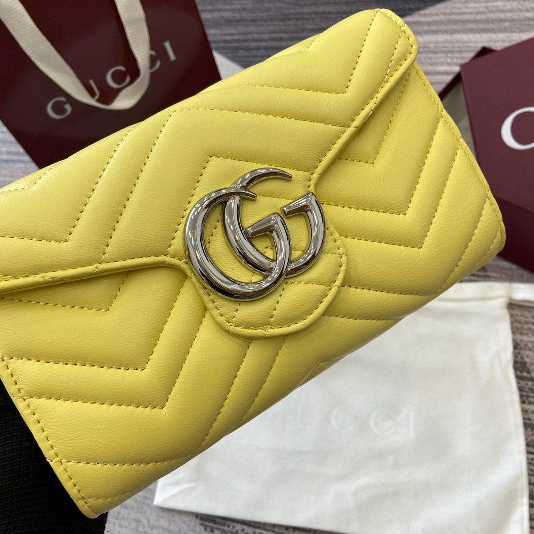 Gucci 837745 GG Marmont Wallet On Chain Light Yellow