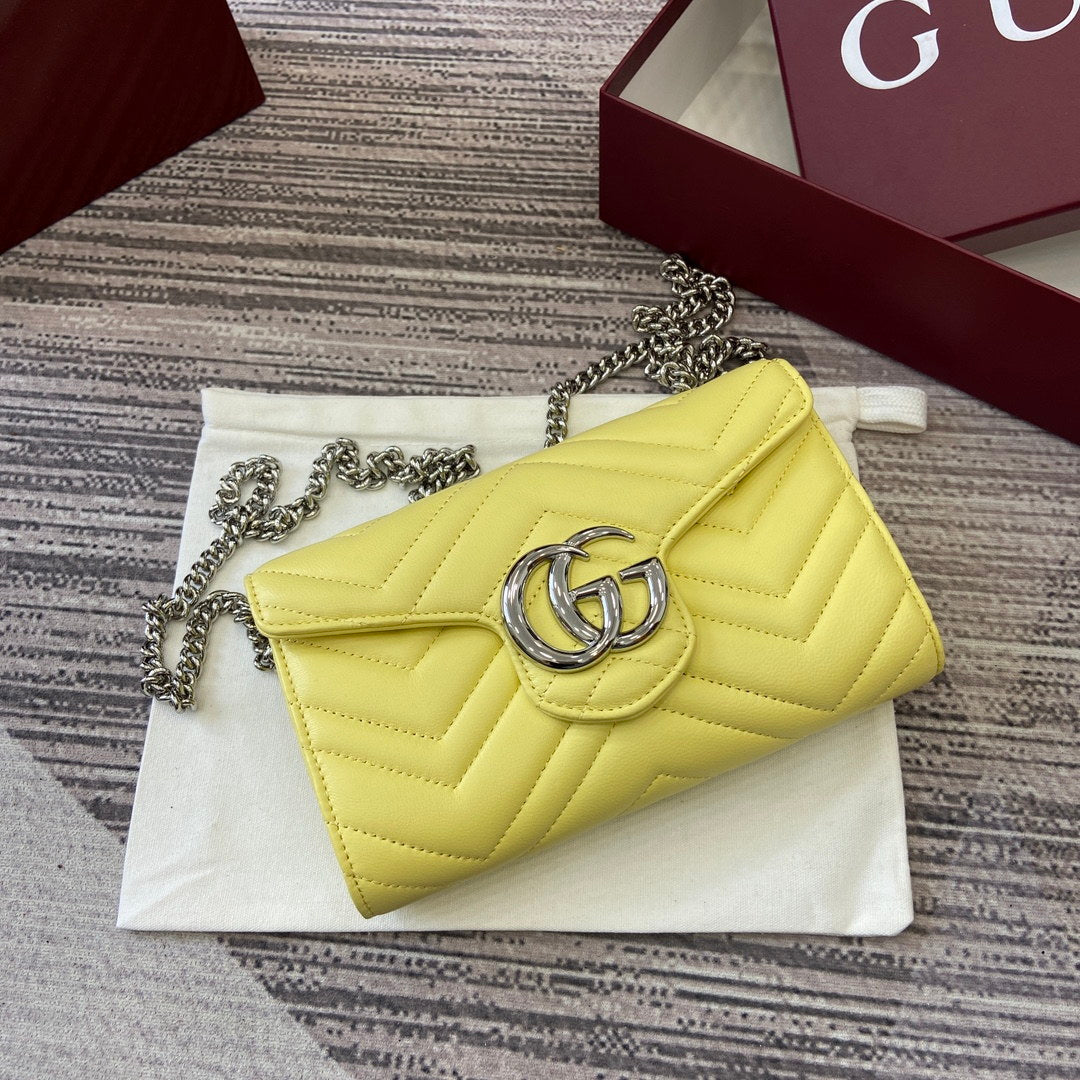 Gucci 837745 GG Marmont Wallet On Chain Light Yellow
