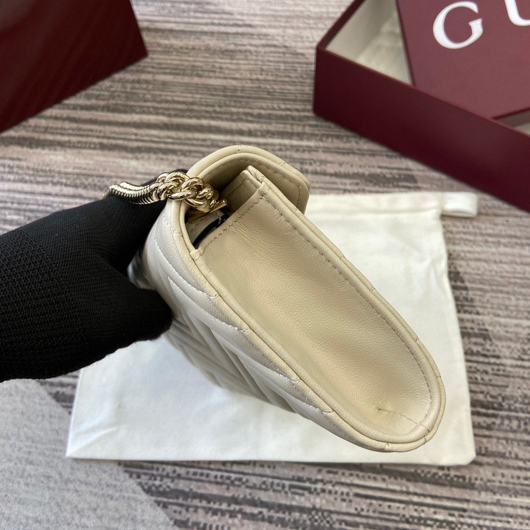 Gucci 837745 GG Marmont Wallet On Chain White